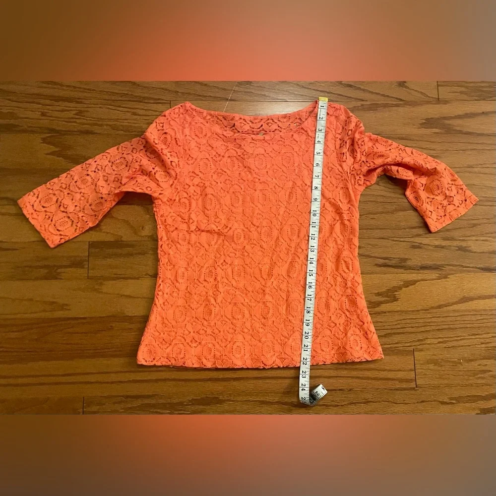 Banana‎ Republic- Coral Lace Boatneck Blouse Size 10P